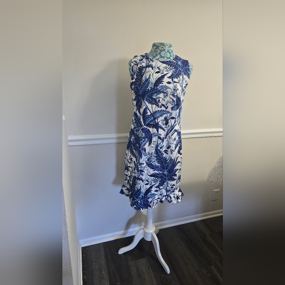 Talbots Teal and White Floral Dress